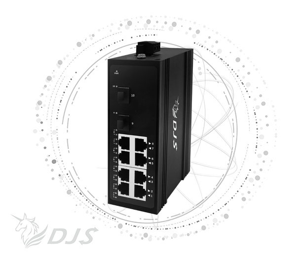 2埠SFP+8埠RJ45工業級網路光電轉換器